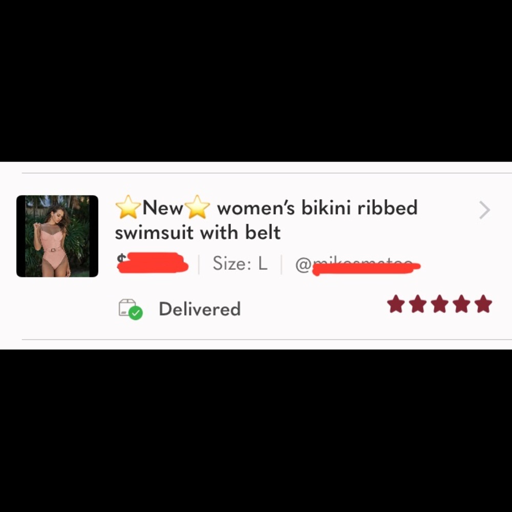 (Last 1) 👙Black women’s ribbed bikini one piece swimsuit with belt - Picture 2 of 9